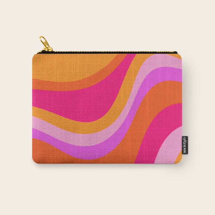Retro Waves Abstract Pattern Pink Magenta Orange Carry All Pouch Gallery Image 1