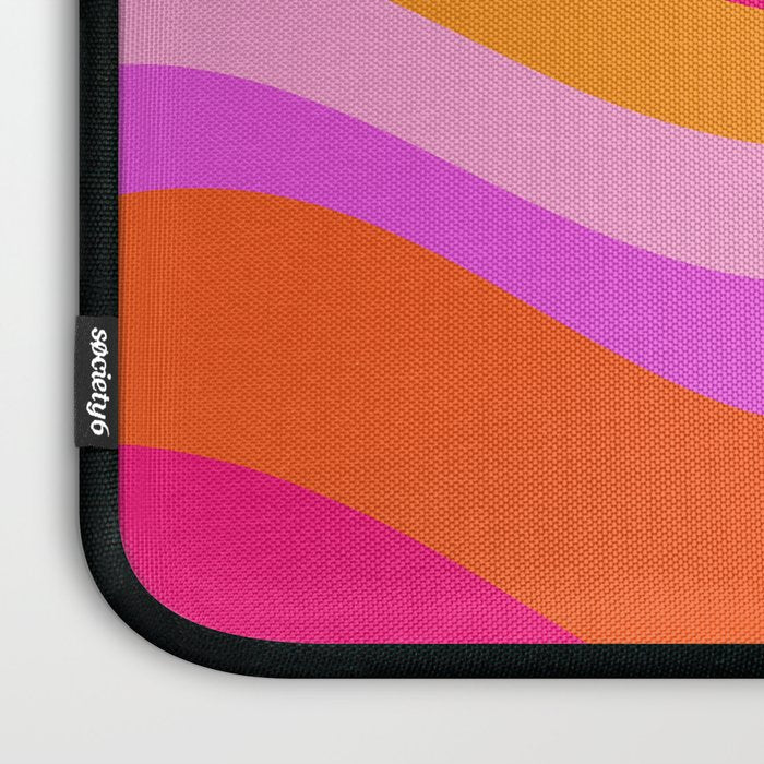 Retro Waves Abstract Pattern Pink Magenta Orange Laptop Sleeve Gallery Image 3