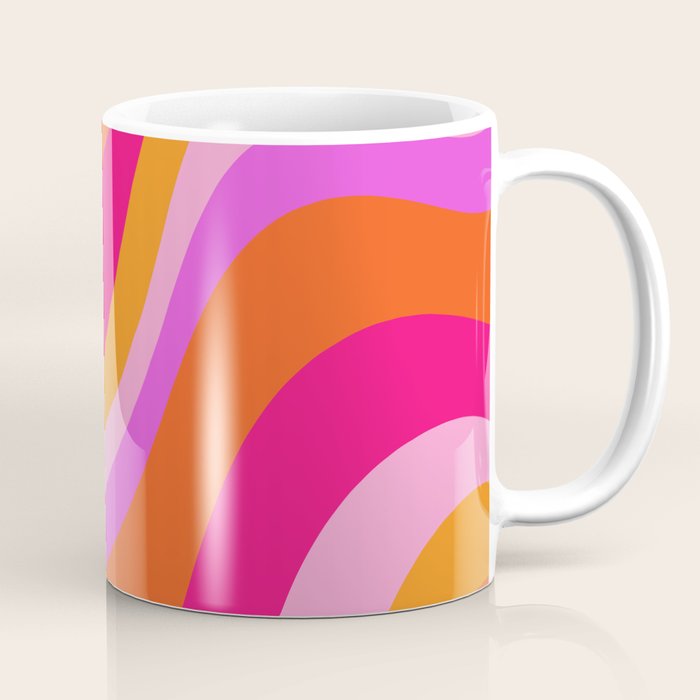 Retro Waves Abstract Pattern Pink Magenta Orange Coffee Mug Gallery Image 1