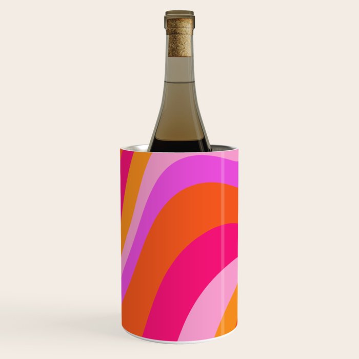 Retro Waves Abstract Pattern Pink Magenta Orange Wine Chiller Gallery Image 3