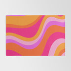 Retro Waves Abstract Pattern Pink Magenta Orange Rug Gallery Image 2