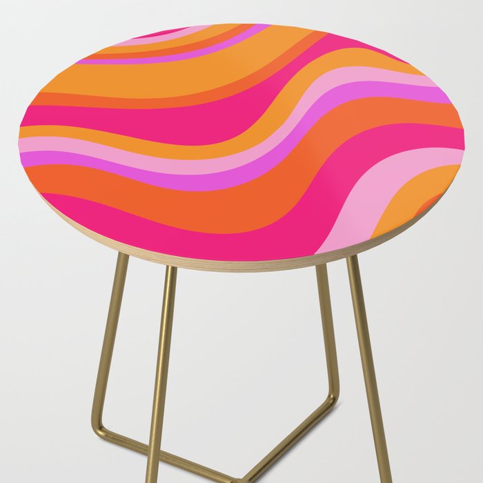 Retro Waves Abstract Pattern Pink Magenta Orange Side Table Gallery Image 2