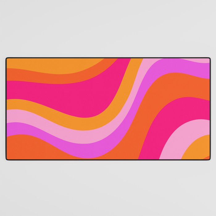 Retro Waves Abstract Pattern Pink Magenta Orange Desk Mat Gallery Image 3