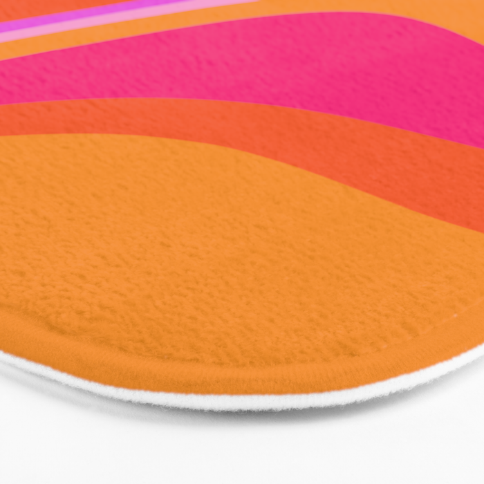 Retro Waves Abstract Pattern Pink Magenta Orange Bath Mat Gallery Image 3