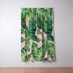 Jungle Leaves, Banana, Monstera Pink #society6 Window Curtain Gallery Image 3