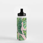 Jungle Leaves, Banana, Monstera Pink #society6 Water Bottle Gallery Image 2