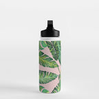Jungle Leaves, Banana, Monstera Pink #society6 Water Bottle Gallery Image 3