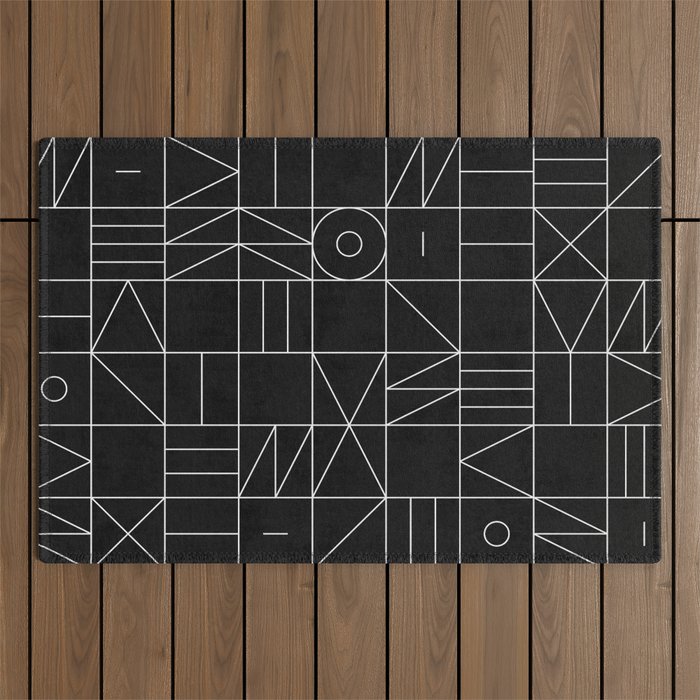My Favorite Geometric Patterns No.9 - Black Outdoor Rug Gallery Image 1