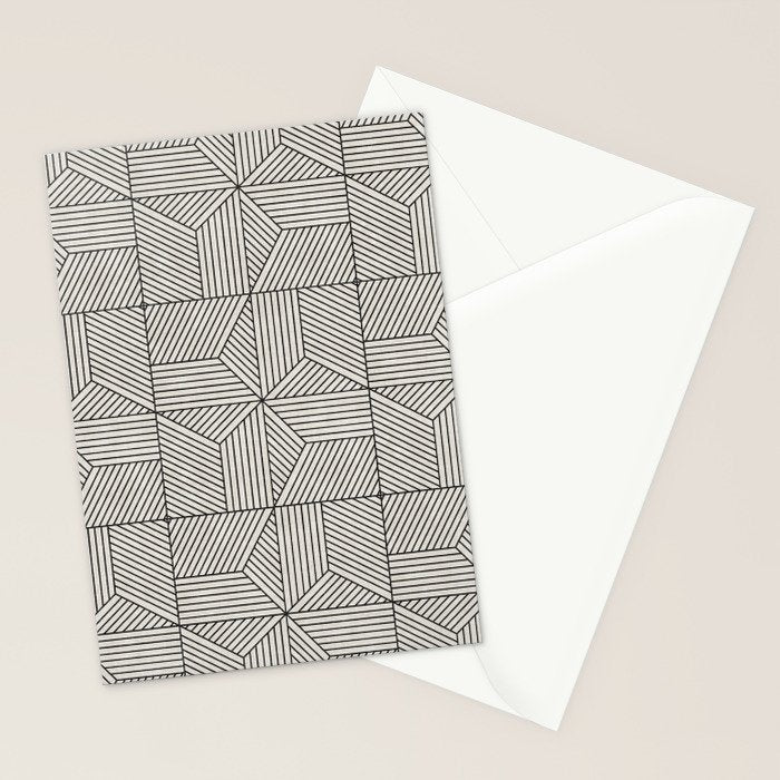 bohemian geometric tiles - bone Stationery Card Gallery Image 2