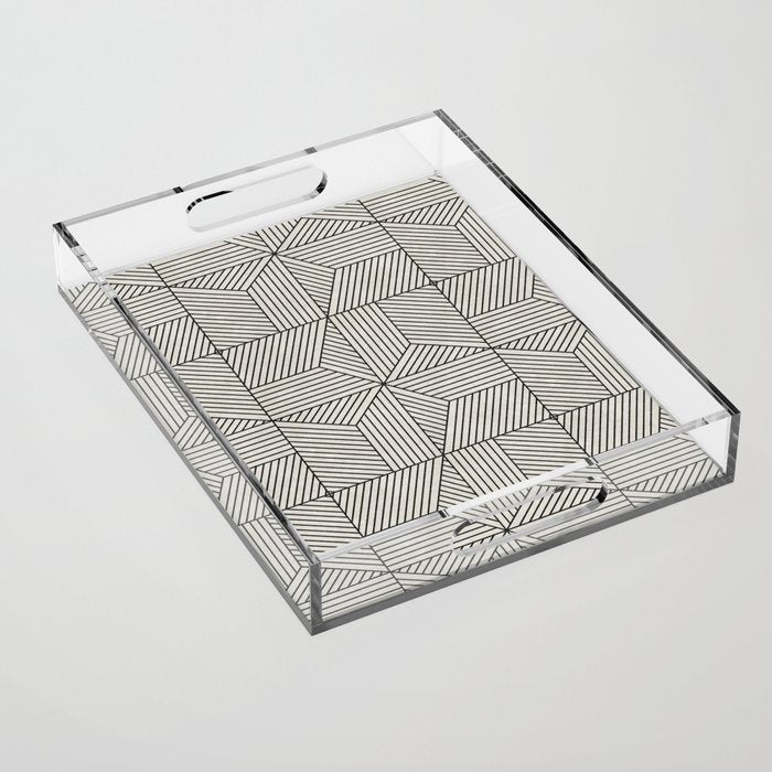bohemian geometric tiles - bone Acrylic Tray Gallery Image 1