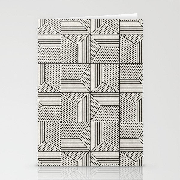 bohemian geometric tiles - bone Stationery Card Gallery Image 2