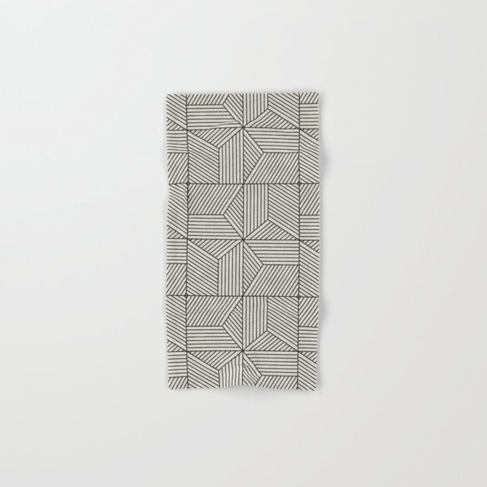 bohemian geometric tiles - bone Bath Towel Gallery Image 1