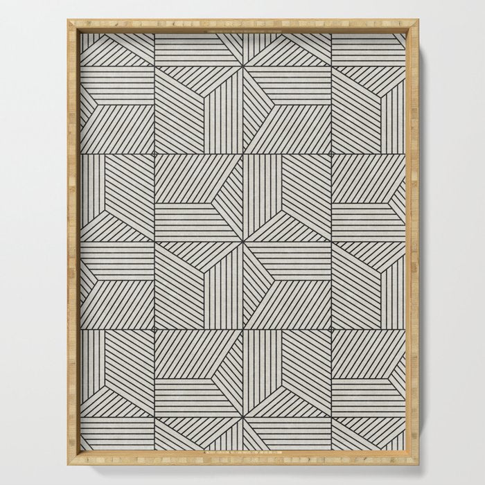bohemian geometric tiles - bone Serving Tray Gallery Image 1