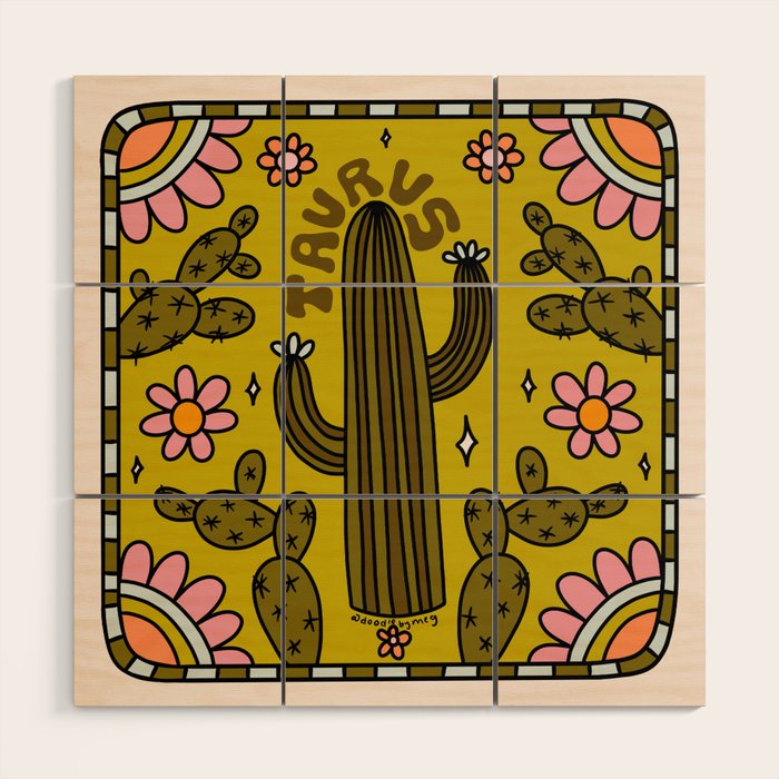 Taurus Cactus Wood Wall Art Gallery Image 1
