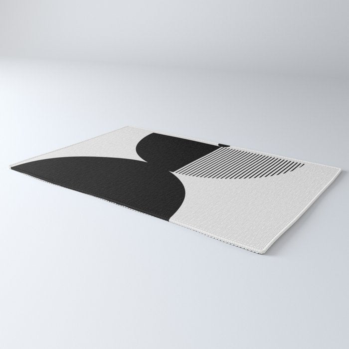 Two Forms - Black and White Abstract Rug Gallery Image 3