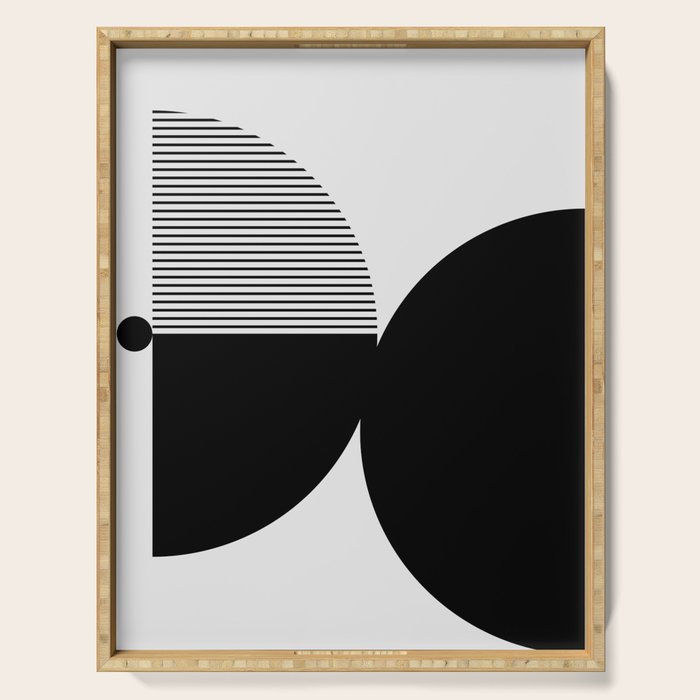 Two Forms - Black and White Abstract Serving Tray Gallery Image 1