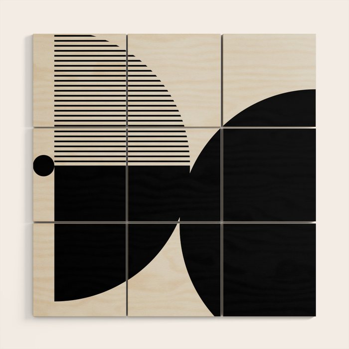 Two Forms - Black and White Abstract Wood Wall Art Gallery Image 1