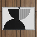 Two Forms - Black and White Abstract Outdoor Rug Gallery Image 1