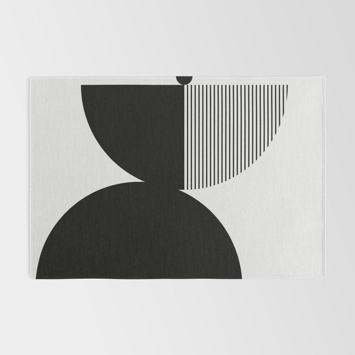 Two Forms - Black and White Abstract Rug Gallery Image 2