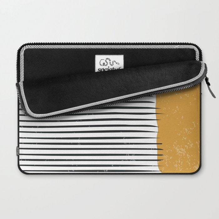 (White Background) Mid Century Modern Minimalist Rothko Inspired Color Field With Lines Geometric Style  Laptop Sleeve Gallery Image 2