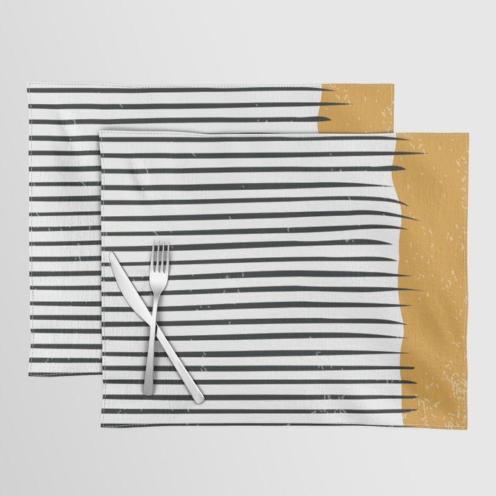 (White Background) Mid Century Modern Minimalist Rothko Inspired Color Field With Lines Geometric Style  Placemat Gallery Image 1
