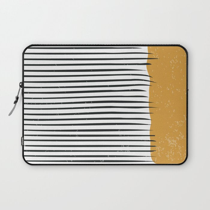 (White Background) Mid Century Modern Minimalist Rothko Inspired Color Field With Lines Geometric Style  Laptop Sleeve Gallery Image 1
