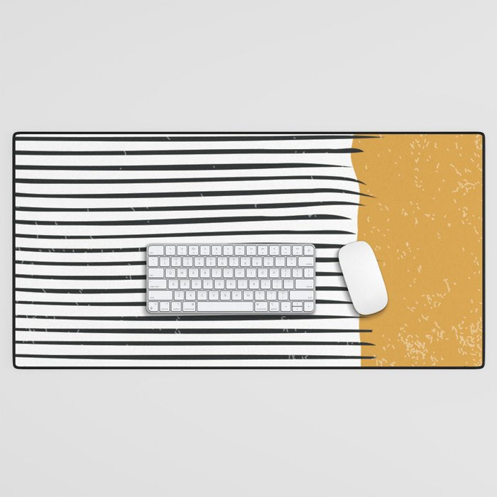 (White Background) Mid Century Modern Minimalist Rothko Inspired Color Field With Lines Geometric Style  Desk Mat Gallery Image 1