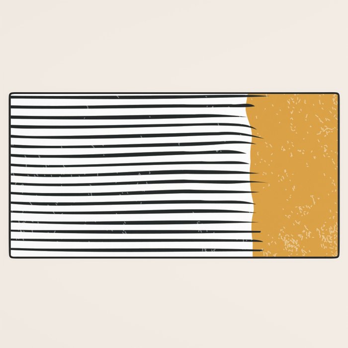 (White Background) Mid Century Modern Minimalist Rothko Inspired Color Field With Lines Geometric Style  Desk Mat Gallery Image 3