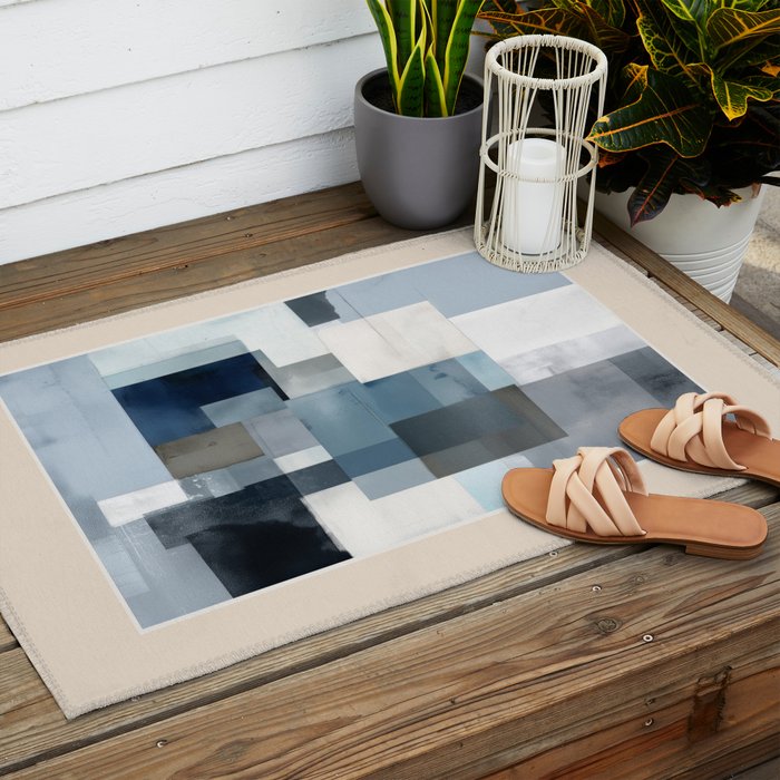 Soft Blue Forms II Outdoor Rug Gallery Image 2