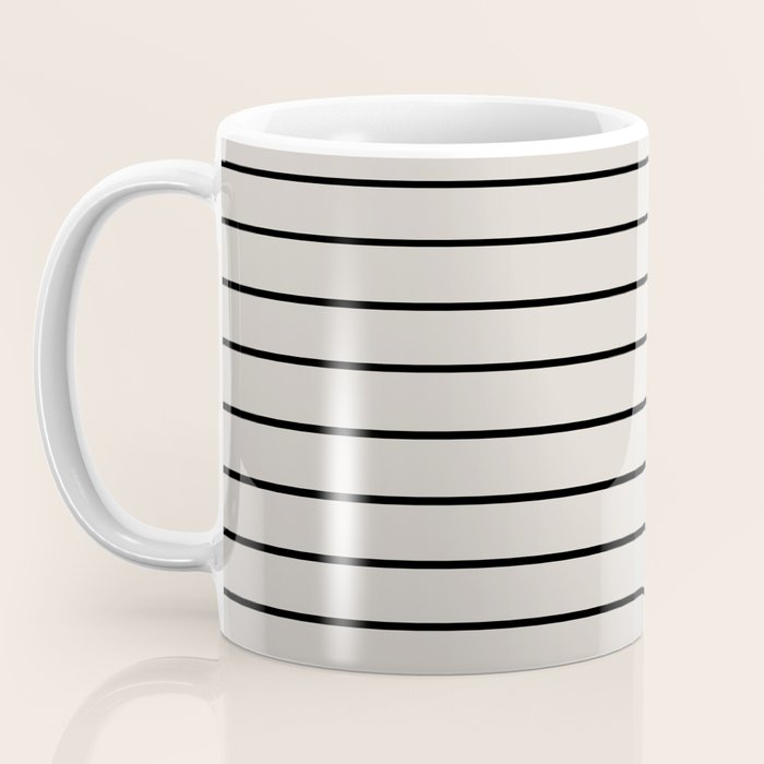 Minimal Arch LVII Vintage Creme and Black Modern Geometric Lines Coffee Mug Gallery Image 3