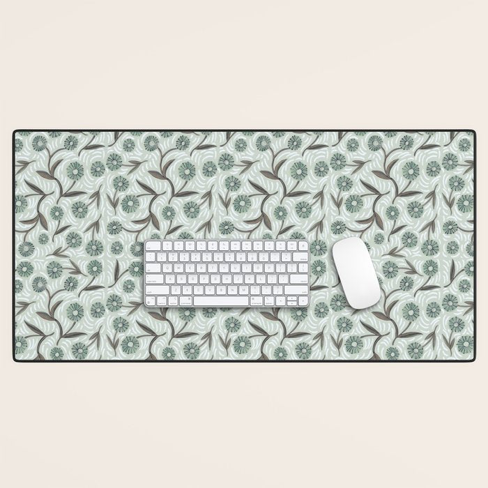 Tipsy Daisies on Celadon  Desk Mat Gallery Image 1