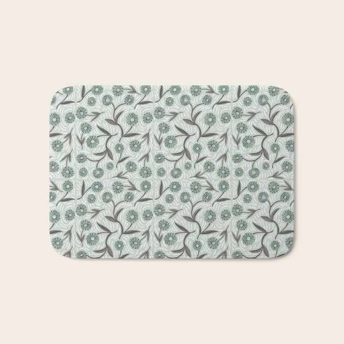 Tipsy Daisies on Celadon  Bath Mat Gallery Image 1