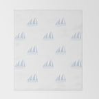 Pale Blue Sailboat Pattern Throw Blanket Gallery Image 2