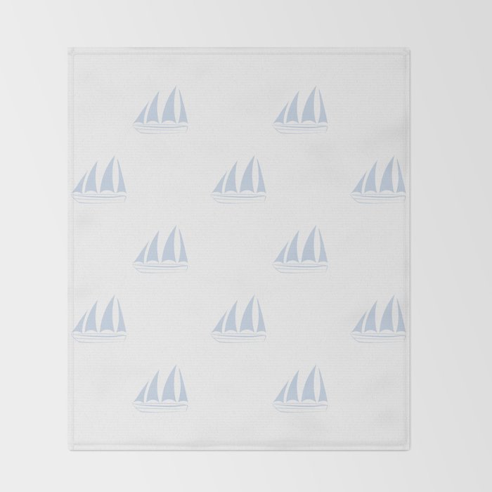 Pale Blue Sailboat Pattern Throw Blanket Gallery Image 2