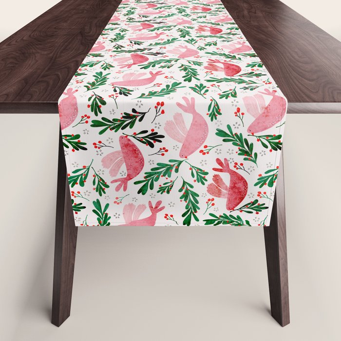 Festive Birds - christmas pattern no2 Table Runner Gallery Image 1