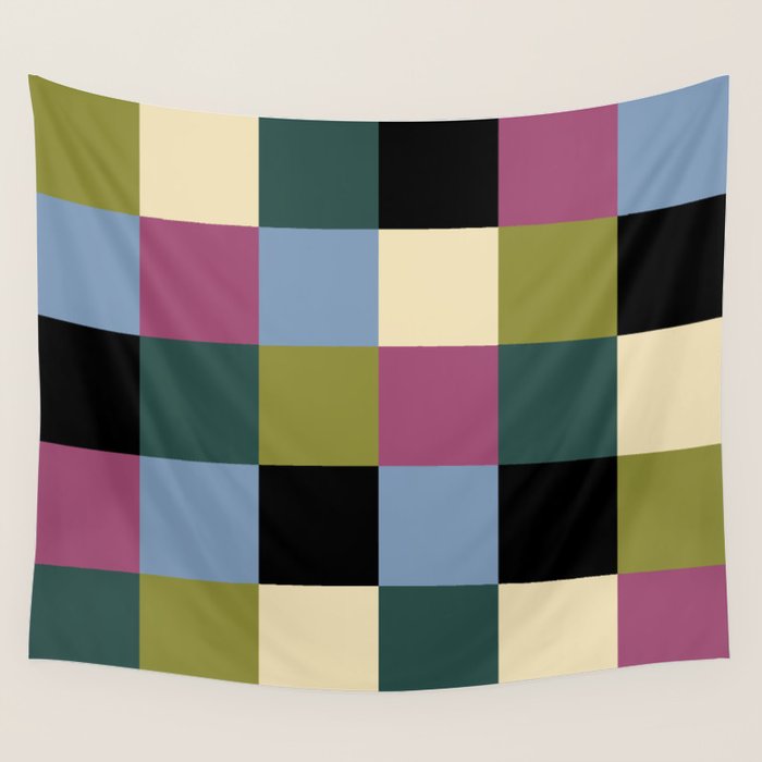 Bold Colorful Checks Pattern - Large I Wall Tapestry Gallery Image 1