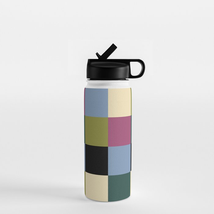 Bold Colorful Checks Pattern - Large I Water Bottle Gallery Image 1