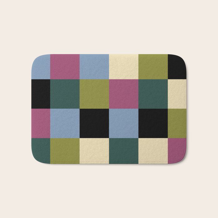 Bold Colorful Checks Pattern - Large I Bath Mat Gallery Image 1