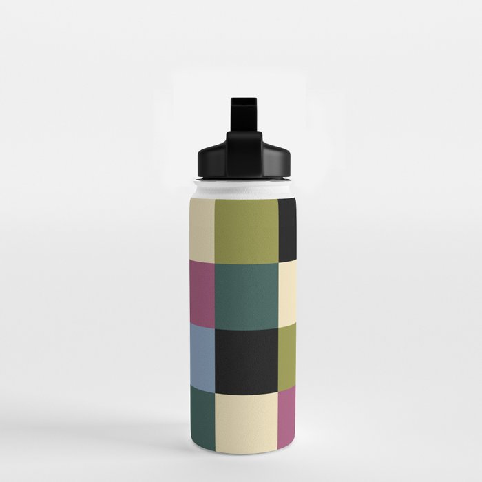 Bold Colorful Checks Pattern - Large I Water Bottle Gallery Image 2