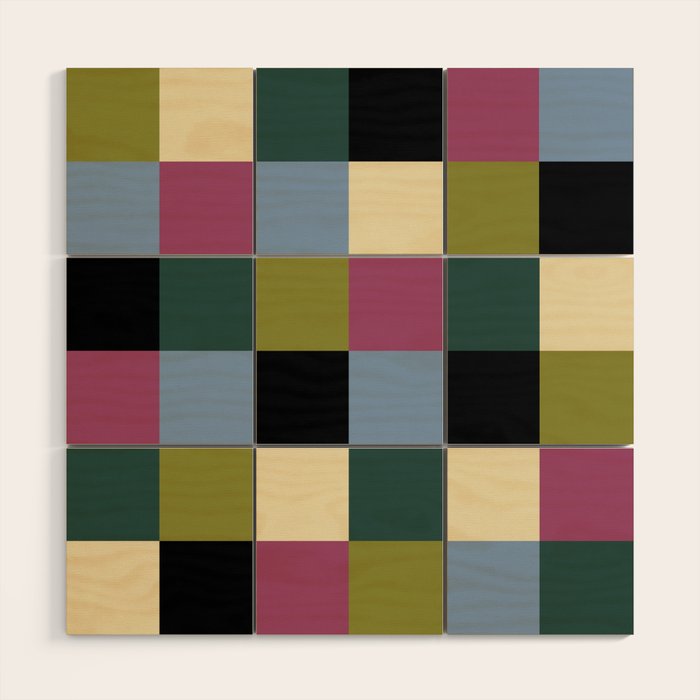 Bold Colorful Checks Pattern - Large I Wood Wall Art Gallery Image 1