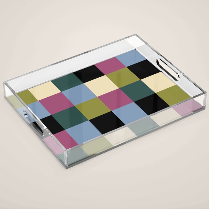 Bold Colorful Checks Pattern - Large I Acrylic Tray Gallery Image 1