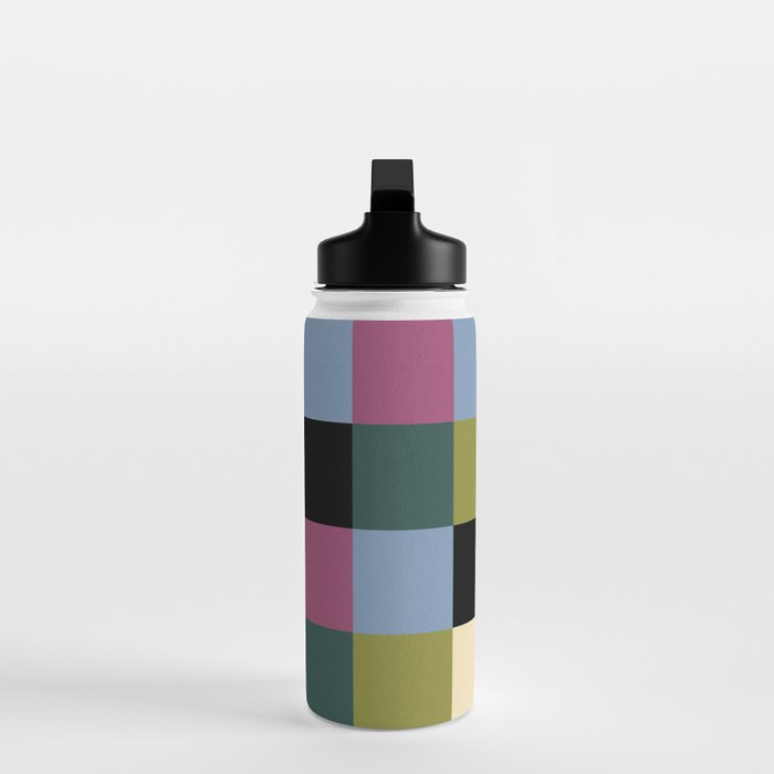 Bold Colorful Checks Pattern - Large I Water Bottle Gallery Image 3