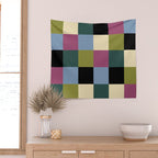 Bold Colorful Checks Pattern - Large I Wall Tapestry Gallery Image 2