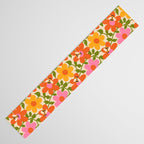 Bright Flowers and Bees Yellow Pink Orange Green Floral Table Runner Gallery Image 3