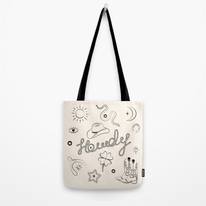 Howdy. Black and White Good Luck Charms Tote Bag Gallery Image 2