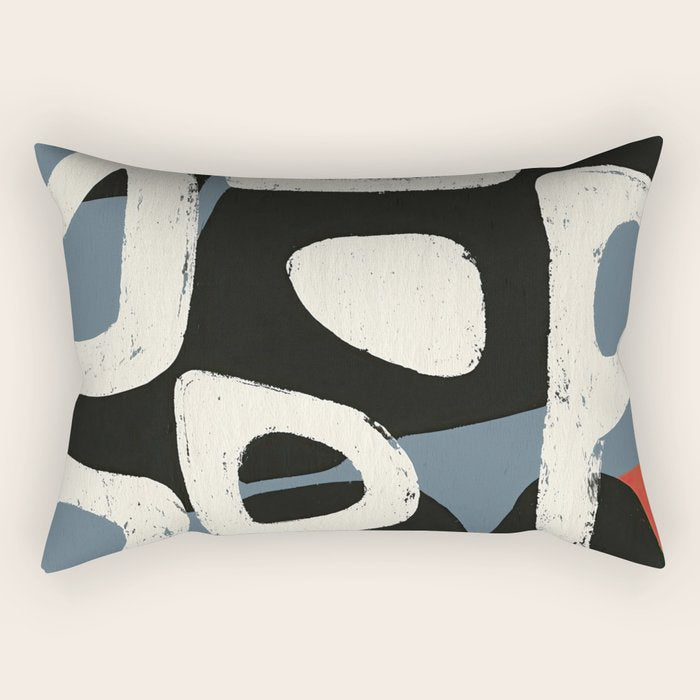 Abstract in Slate and Red Rectangular Pillow Gallery Image 2