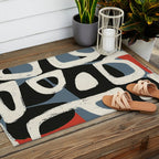 Abstract in Slate and Red Outdoor Rug Gallery Image 2
