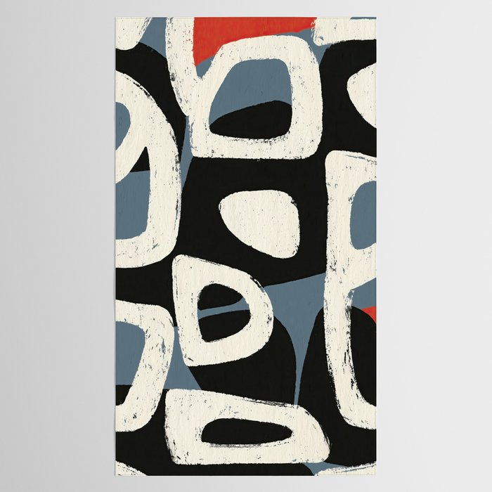 Abstract in Slate and Red Tablecloth Gallery Image 2