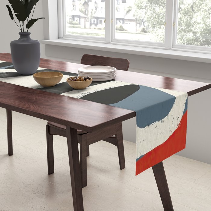 Abstract in Slate and Red Table Runner Gallery Image 2