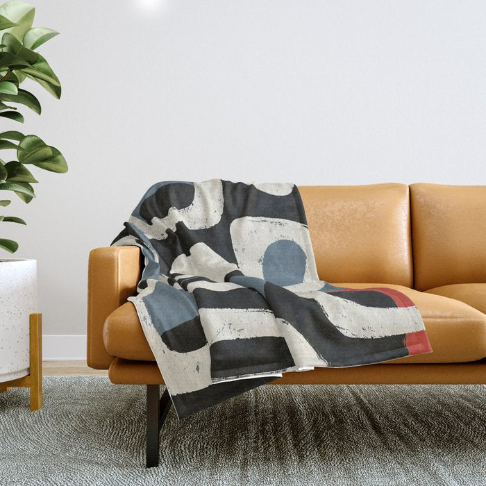 Abstract in Slate and Red Throw Blanket Gallery Image 1